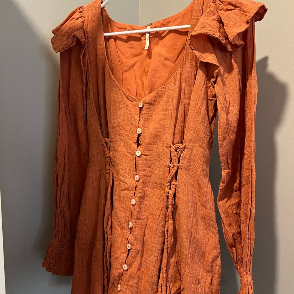Free People Orange Long Sleeve Dress